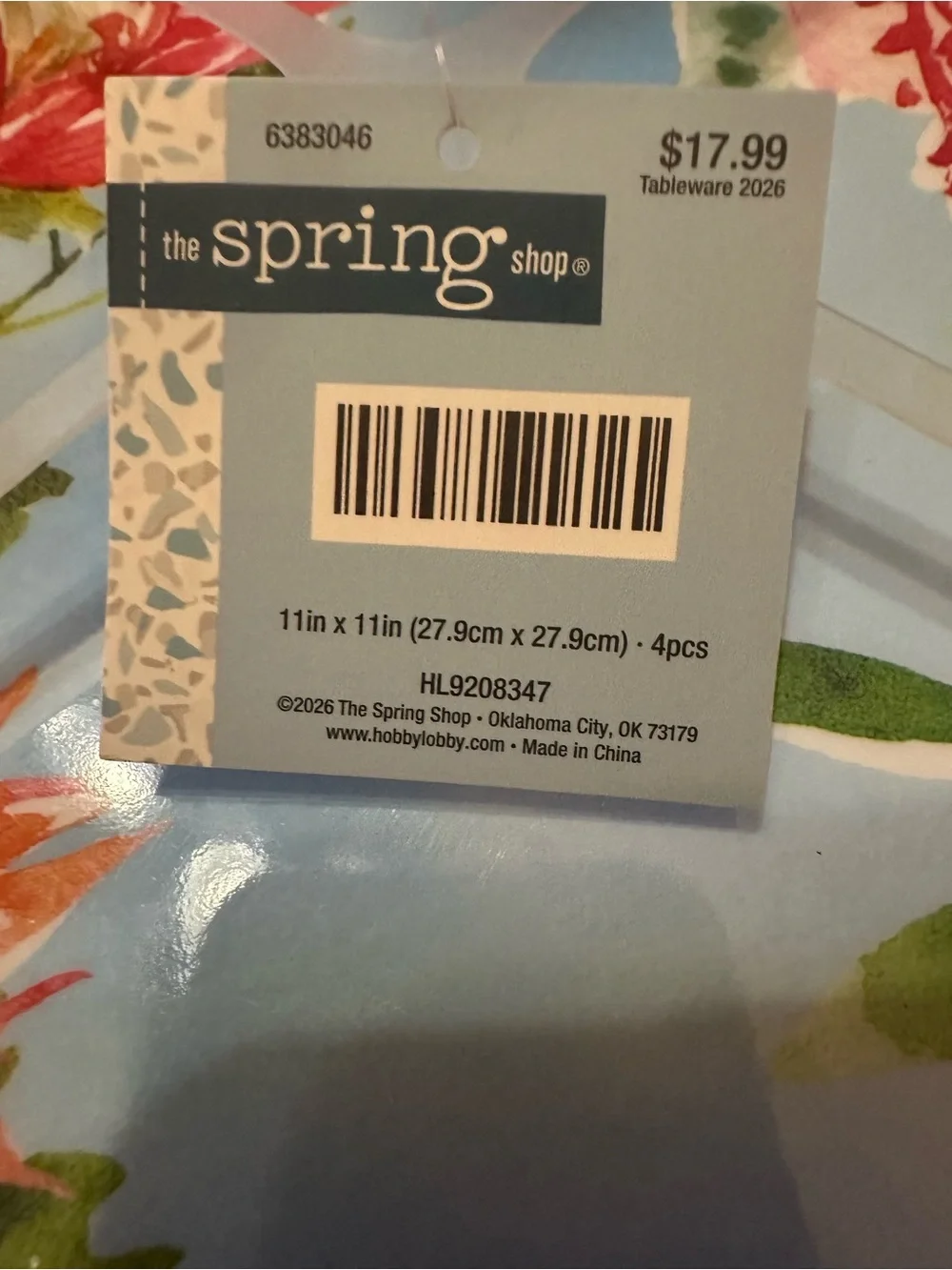 Tropical Floral Bamboo-Edge Large Dinner Plates Set of 4